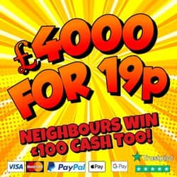 Win £4000 INSTANT CASH + £100 CASH NEIGHBOURS! from Jammy - 19p entry