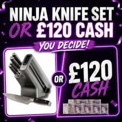 Win Ninja Knife Set or £120 from Bob On Comps - 99p entry