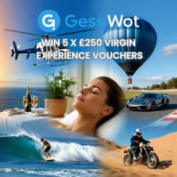 Win Win 5 x £250 Virgin Experience Vouchers from GessWot worth £250 - £1.00 entry