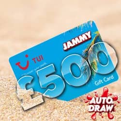 Win £500 TUI HOLIDAY GIFT CARD or £500 CASH! from Jammy - 10p entry