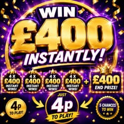 Win Auto-Draw: £400 Tax Free Cash + 4 x £400 Instants from Prize Paradise - 4p entry