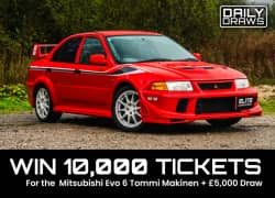 Win 10,000 Tickets worth £300 for Entry in the Mitsubishi Evolution 6 Tommi Makinen £5k Cash Draw from Elite Competitions worth £113 - 3p entry