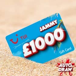 Win £1000 TUI NEW YEAR GET AWAY GIFT CARD or £1000 CASH! from Jammy - 10p entry