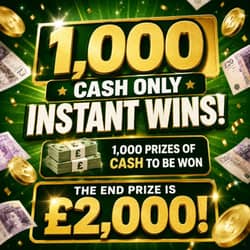 Win 1,000 Cash Only Instant Wins! from Prize Paradise - 29p entry