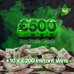 Win £500 Main Draw – 10 x £200 Instant Wins from Prize Paradise - 8p entry