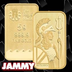 Win ROYAL MINT GOLD 5g BAR or £640 CASH! from Jammy - £1.50 entry