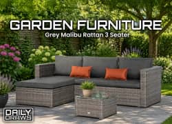 Win Grey Malibu Rattan 3 Seater Outdoor Patio Garden Furniture Set from Elite Competitions worth £311 - 17p entry