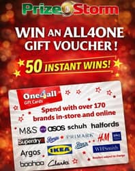 Win Win A £100 ONE4ALL Gift Card  or  £80 Cash Alternative from Prizestorm - £100.00 entry