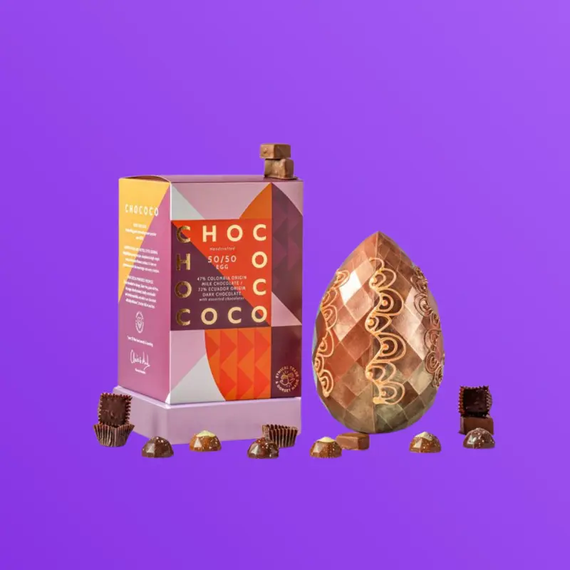 Chococo 50/50 half-milk, half-dark Easter egg